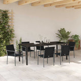 Garden Dining Set 7 pcs Black and Grey PE Rattan - Top-Down View