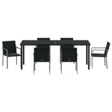 Garden Dining Set 7 pcs Black and Grey PE Rattan - Close-Up Angle