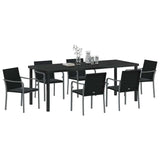 Garden Dining Set 7 pcs Black and Grey PE Rattan