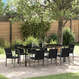 Garden Dining Set 9 pcs Black and Grey PE Rattan