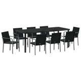 Garden Dining Set 9 pcs Black and Grey PE Rattan
