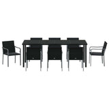 Garden Dining Set 9 pcs Black and Grey PE Rattan
