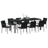 Garden Dining Set 9 pcs Black and Grey PE Rattan
