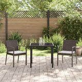 Garden Dining Set 3 pcs Brown and Black PE Rattan