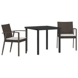 Garden Dining Set 3 pcs Brown and Black PE Rattan