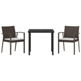 Garden Dining Set 3 pcs Brown and Black PE Rattan