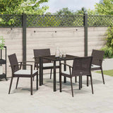 Garden Dining Set 5 pcs Brown and Black PE Rattan - Top-Down View