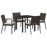 Garden Dining Set 5 pcs Brown and Black PE Rattan