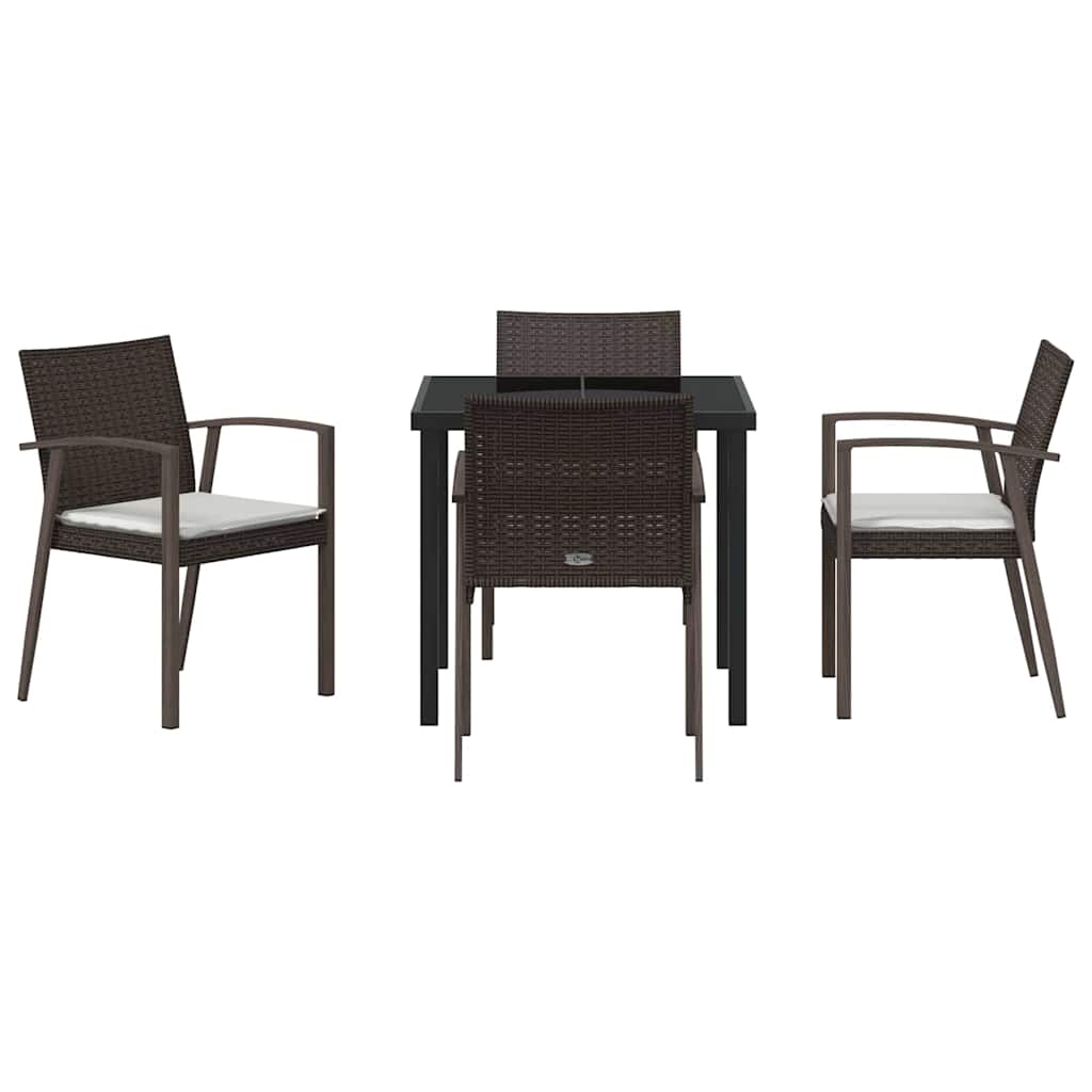Garden Dining Set 5 pcs Brown and Black PE Rattan