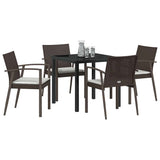 Garden Dining Set 5 pcs Brown and Black PE Rattan