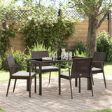 Garden Dining Set 5 pcs Brown and Black PE Rattan