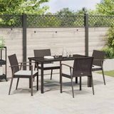 Garden Dining Set 5 pcs Brown and Black PE Rattan - Top-Down View