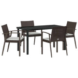 Garden Dining Set 5 pcs Brown and Black PE Rattan - Front View
