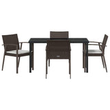 Garden Dining Set 5 pcs Brown and Black PE Rattan