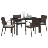 Garden Dining Set 5 pcs Brown and Black PE Rattan - Side View