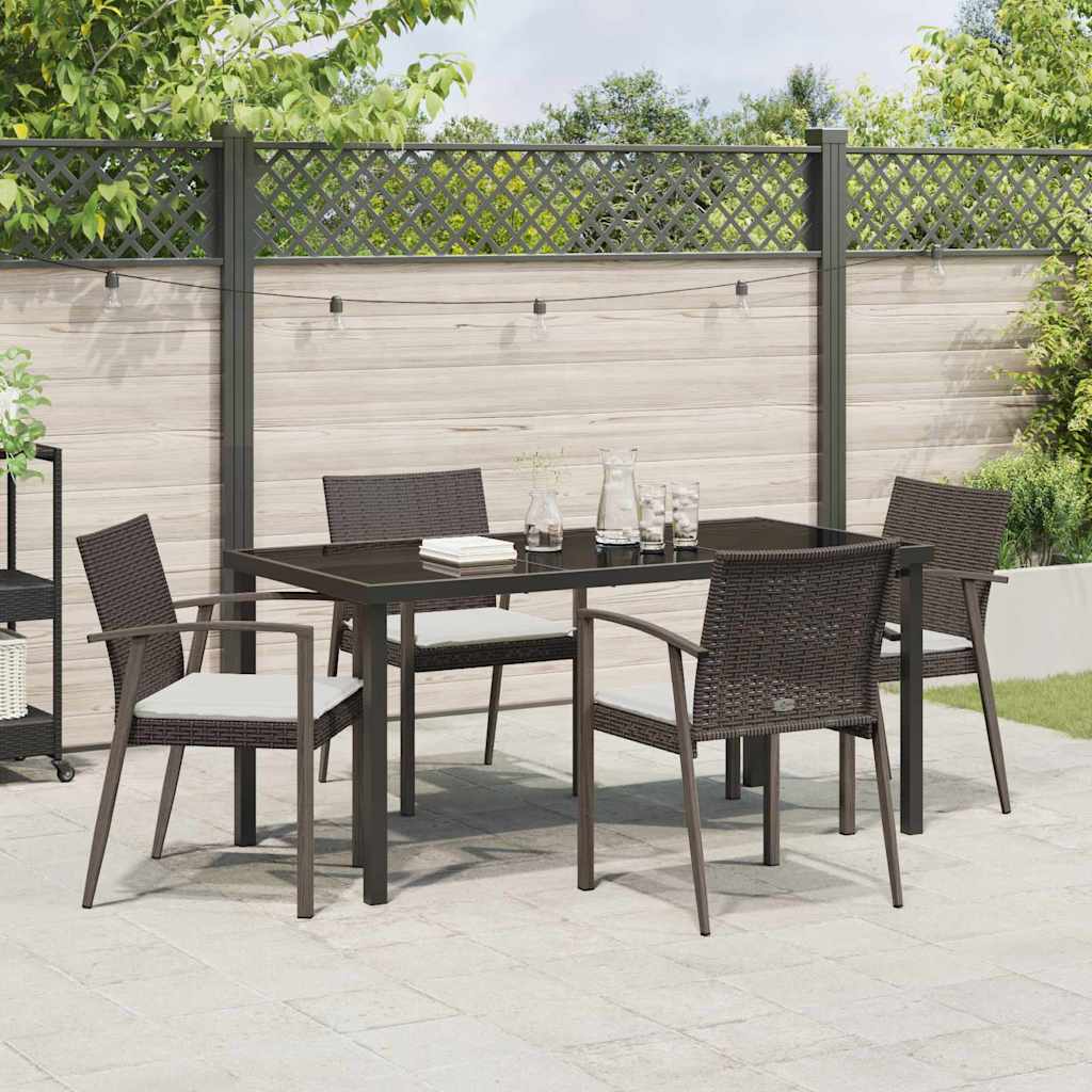 Garden Dining Set 5 pcs Brown and Black PE Rattan