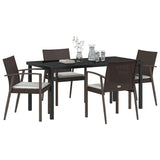 Garden Dining Set 5 pcs Brown and Black PE Rattan - Side View