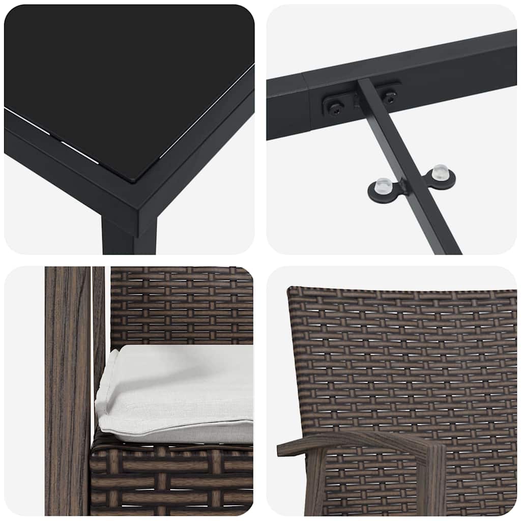 Garden Dining Set 7 pcs Brown and Black PE Rattan