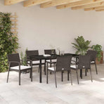 Garden Dining Set 7 pcs Brown and Black PE Rattan