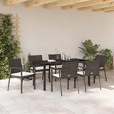 Garden Dining Set 7 pcs Brown and Black PE Rattan - Top-Down View