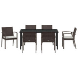 Garden Dining Set 7 pcs Brown and Black PE Rattan - Close-Up Angle