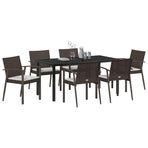Garden Dining Set 7 pcs Brown and Black PE Rattan