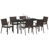 Garden Dining Set 7 pcs Brown and Black PE Rattan - Side View
