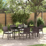 Garden Dining Set 7 pcs Brown and Black PE Rattan