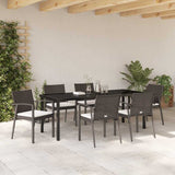 Garden Dining Set 7 pcs Brown and Black PE Rattan - Top-Down View