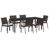 Garden Dining Set 7 pcs Brown and Black PE Rattan