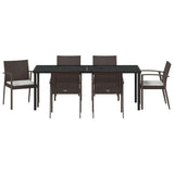Garden Dining Set 7 pcs Brown and Black PE Rattan