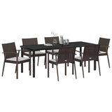 Garden Dining Set 7 pcs Brown and Black PE Rattan - Side View