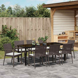 Garden Dining Set 9 pcs Brown and Black PE Rattan - Top-Down View