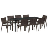 Garden Dining Set 9 pcs Brown and Black PE Rattan