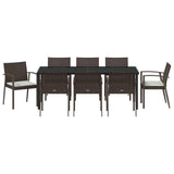 Garden Dining Set 9 pcs Brown and Black PE Rattan