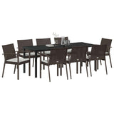 Garden Dining Set 9 pcs Brown and Black PE Rattan