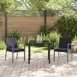 Garden Dining Set 3 pcs Black and Grey PE Rattan
