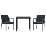Garden Dining Set 3 pcs Black and Grey PE Rattan