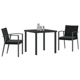 Garden Dining Set 3 pcs Black and Grey PE Rattan - Side View