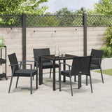 Garden Dining Set 5 pcs Black and Grey PE Rattan