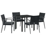 Garden Dining Set 5 pcs Black and Grey PE Rattan