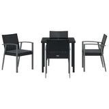Garden Dining Set 5 pcs Black and Grey PE Rattan - Close-Up Angle