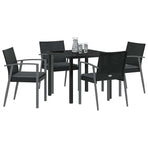 Garden Dining Set 5 pcs Black and Grey PE Rattan