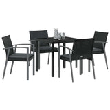 Garden Dining Set 5 pcs Black and Grey PE Rattan - Side View