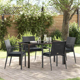 Garden Dining Set 5 pcs Black and Grey PE Rattan