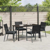 Garden Dining Set 5 pcs Black and Grey PE Rattan - Top-Down View