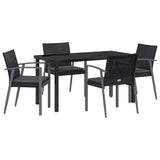 Garden Dining Set 5 pcs Black and Grey PE Rattan