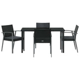 Garden Dining Set 5 pcs Black and Grey PE Rattan