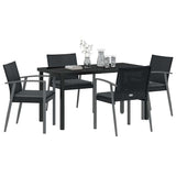 Garden Dining Set 5 pcs Black and Grey PE Rattan - Side View
