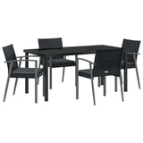 Garden Dining Set 5 pcs Black and Grey PE Rattan